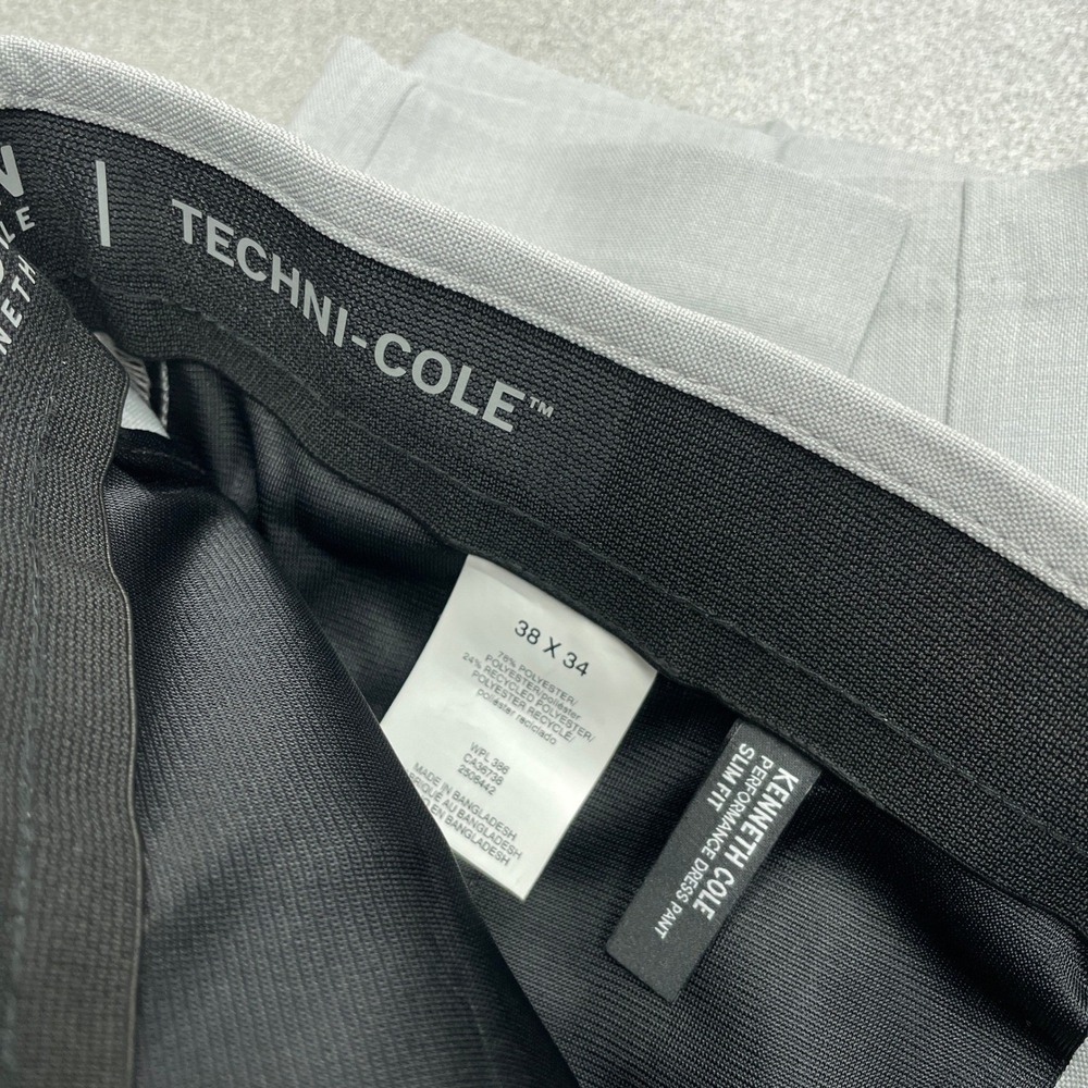 NEW Kenneth Cole Reaction Men's 38x34 Gray Slim Fit Performance Dress Pants - Picture 5 of 6